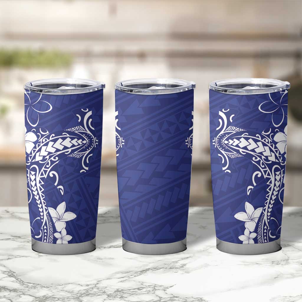 Blue Hawaii Tumbler Cup Hammerhead Shark Tattoo Curve Polynesian - Polynesian Pride