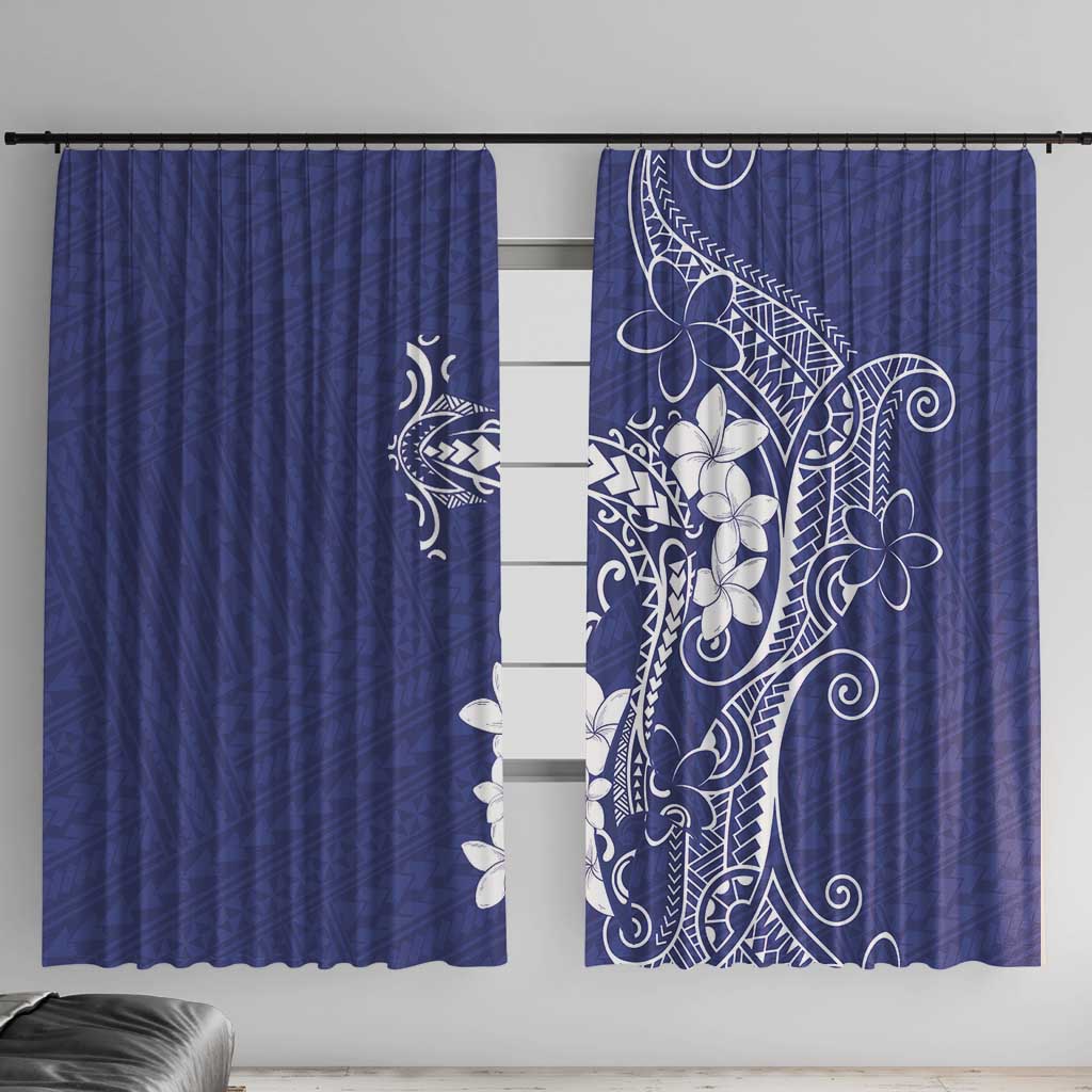 Blue Hawaii Window Curtain Hammerhead Shark Tattoo Curve Polynesian - Polynesian Pride
