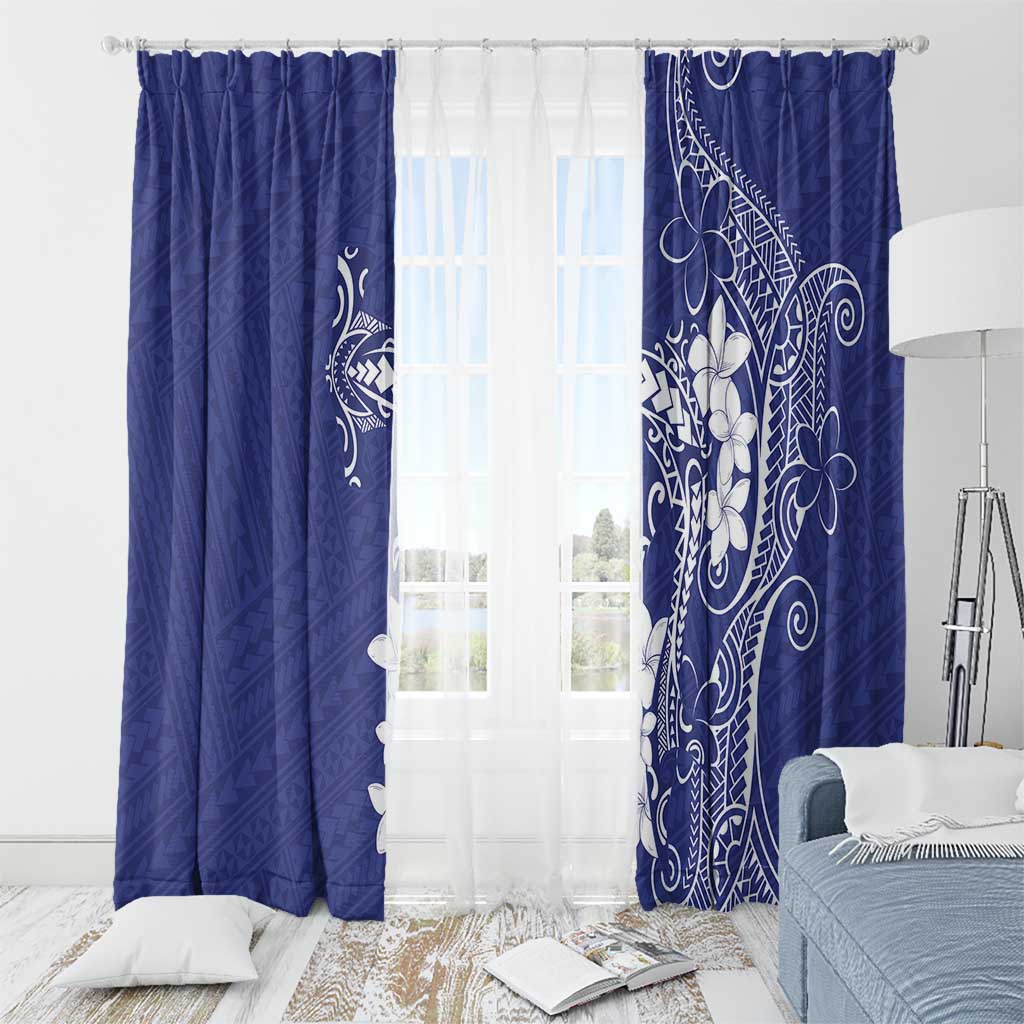 Blue Hawaii Window Curtain Hammerhead Shark Tattoo Curve Polynesian - Polynesian Pride
