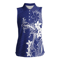 Blue Hawaii Women Sleeveless Polo Shirt Hammerhead Shark Tattoo Curve Polynesian - Polynesian Pride