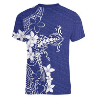 Blue Hawaii Women V-Neck T-Shirt Hammerhead Shark Tattoo Curve Polynesian - Polynesian Pride