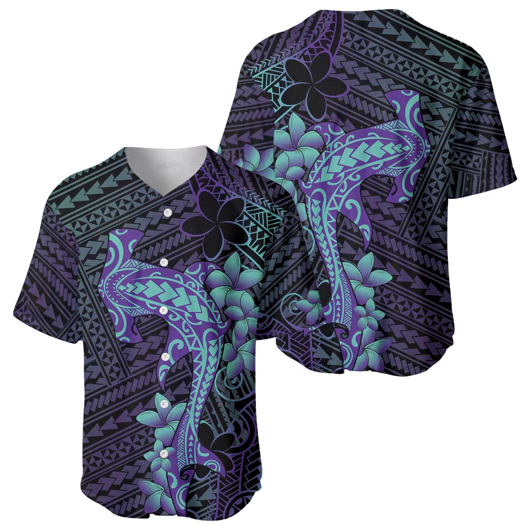 Purple Paradise Hawaii Baseball Jersey Hammerhead Shark Tattoo Curve Polynesian - Polynesian Pride