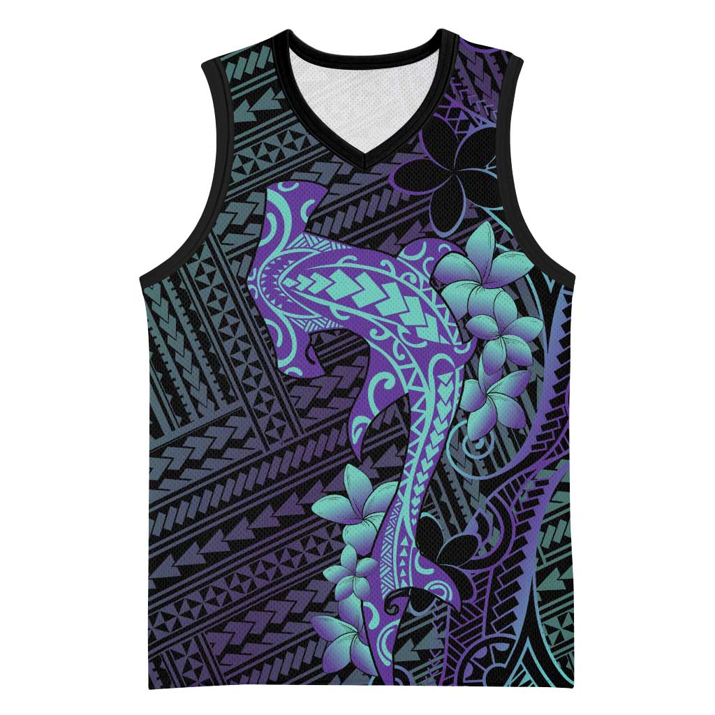Purple Paradise Hawaii Basketball Jersey Hammerhead Shark Tattoo Curve Polynesian - Polynesian Pride