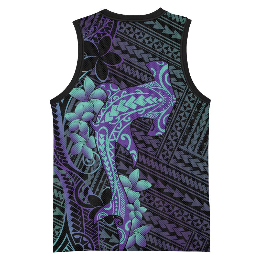 Purple Paradise Hawaii Basketball Jersey Hammerhead Shark Tattoo Curve Polynesian - Polynesian Pride