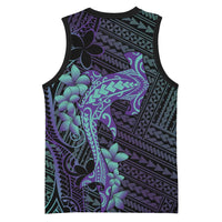 Purple Paradise Hawaii Basketball Jersey Hammerhead Shark Tattoo Curve Polynesian - Polynesian Pride