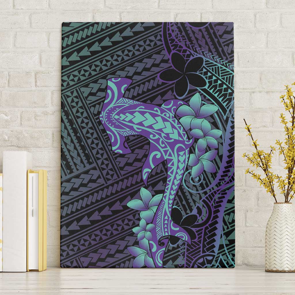 Purple Paradise Hawaii Canvas Wall Art Hammerhead Shark Tattoo Curve Polynesian - Polynesian Pride