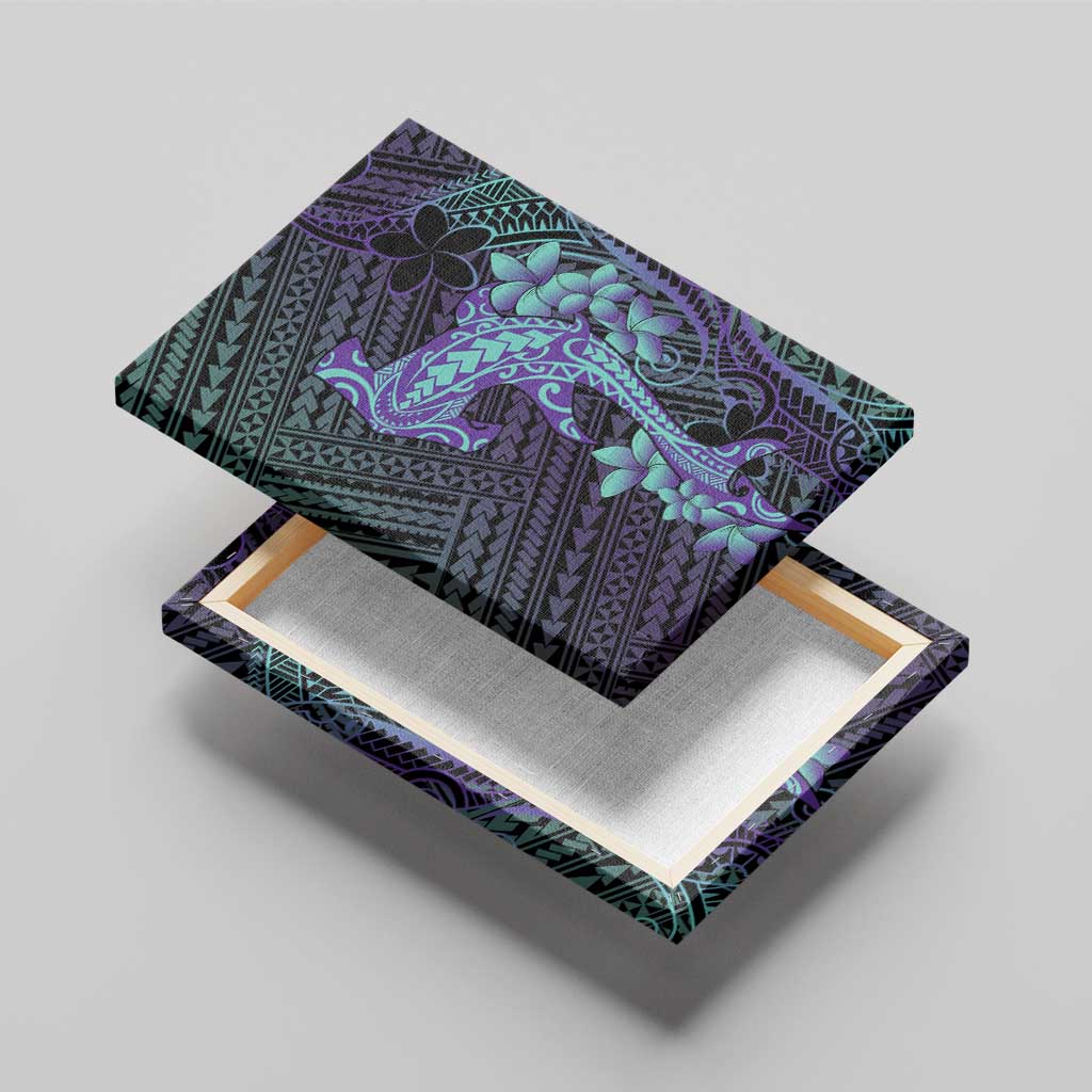 Purple Paradise Hawaii Canvas Wall Art Hammerhead Shark Tattoo Curve Polynesian - Polynesian Pride
