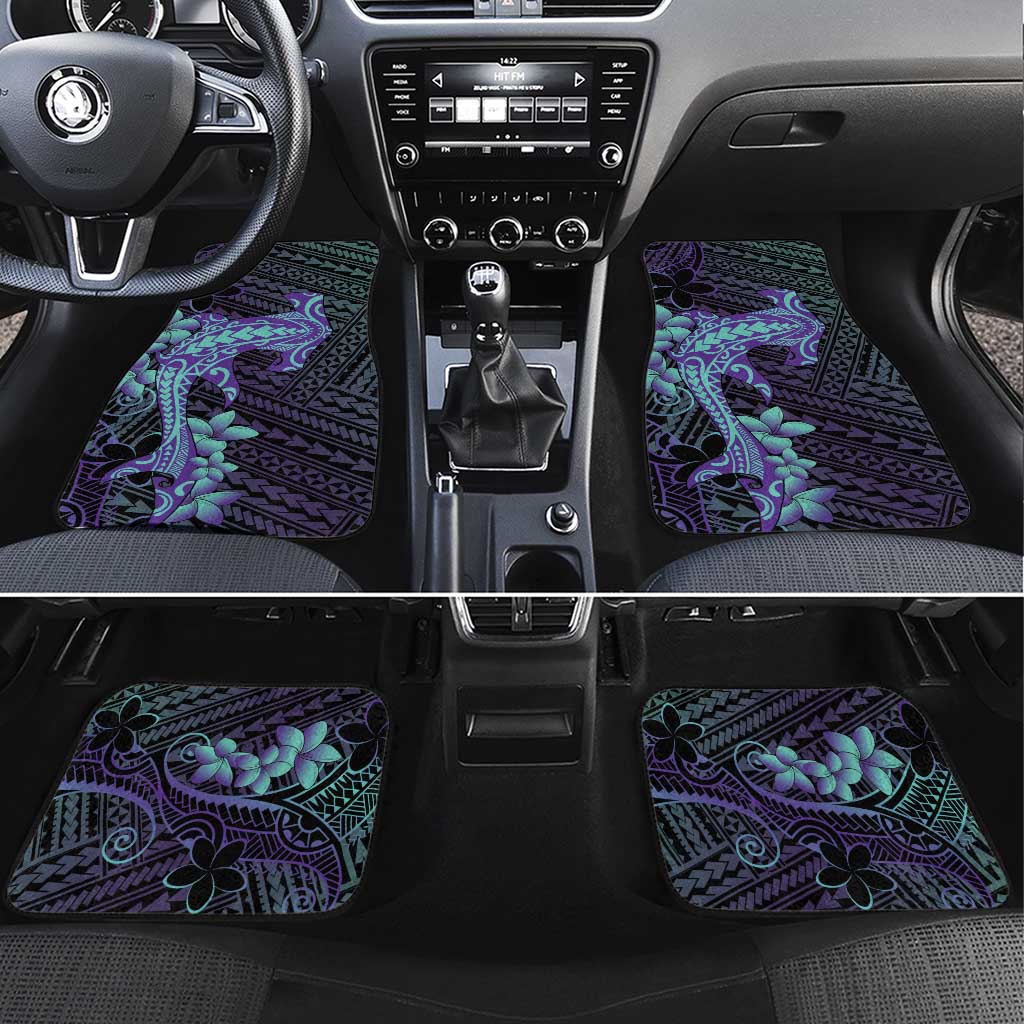 Purple Paradise Hawaii Car Mats Hammerhead Shark Tattoo Curve Polynesian - Polynesian Pride