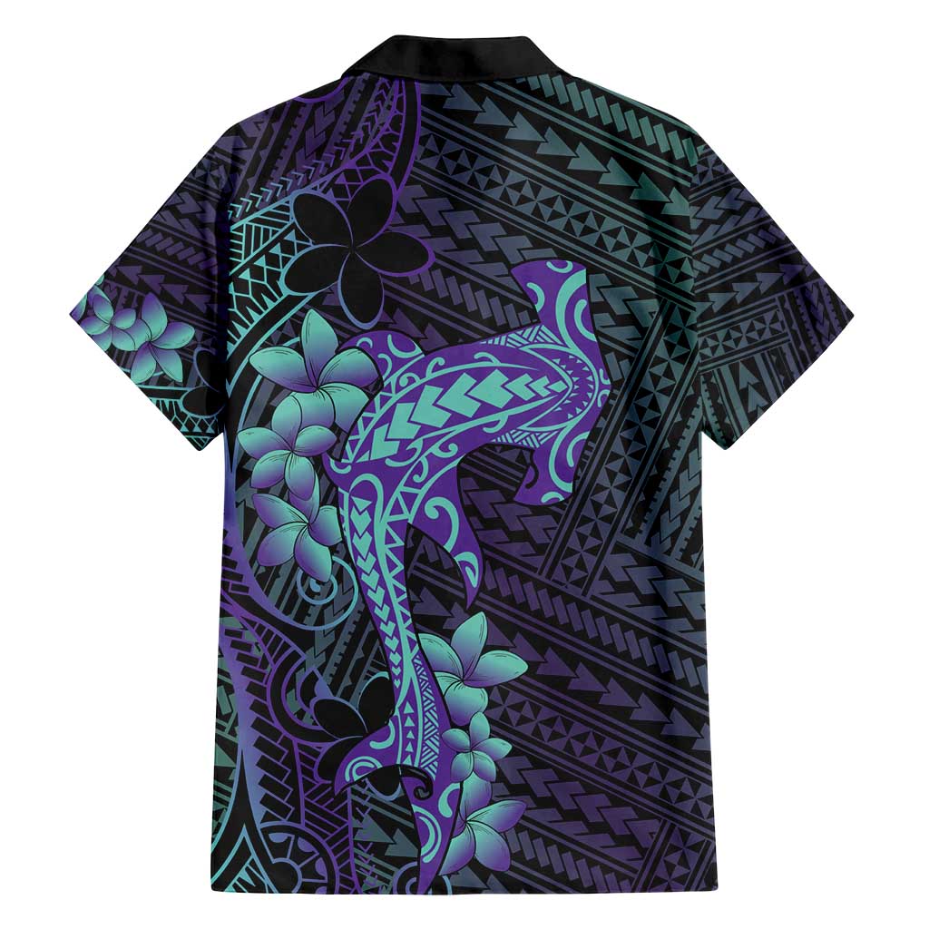 Purple Paradise Hawaii Family Matching Puletasi and Hawaiian Shirt Hammerhead Shark Tattoo Curve Polynesian - Polynesian Pride