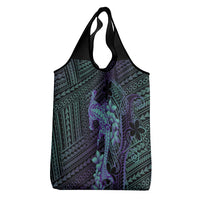 Purple Paradise Hawaii Grocery Bag Hammerhead Shark Tattoo Curve Polynesian - Polynesian Pride