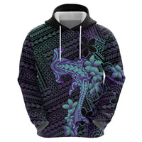 Purple Paradise Hawaii Hoodie Hammerhead Shark Tattoo Curve Polynesian - Polynesian Pride