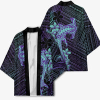 Purple Paradise Hawaii Kimono Hammerhead Shark Tattoo Curve Polynesian - Polynesian Pride