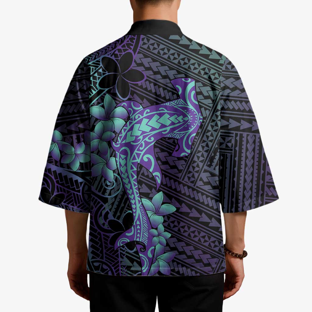 Purple Paradise Hawaii Kimono Hammerhead Shark Tattoo Curve Polynesian - Polynesian Pride