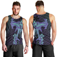 Purple Paradise Hawaii Men Tank Top Hammerhead Shark Tattoo Curve Polynesian - Polynesian Pride
