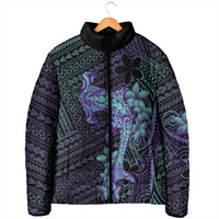 Purple Paradise Hawaii Padded Jacket Hammerhead Shark Tattoo Curve Polynesian - Polynesian Pride