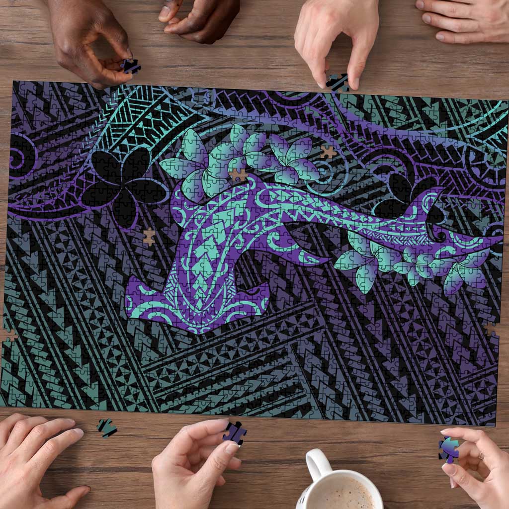 Purple Paradise Hawaii Puzzle Hammerhead Shark Tattoo Curve Polynesian - Polynesian Pride