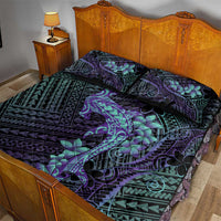 Purple Paradise Hawaii Quilt Bed Set Hammerhead Shark Tattoo Curve Polynesian - Polynesian Pride