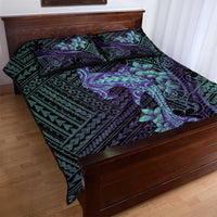 Purple Paradise Hawaii Quilt Bed Set Hammerhead Shark Tattoo Curve Polynesian - Polynesian Pride