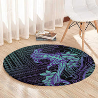 Purple Paradise Hawaii Round Carpet Hammerhead Shark Tattoo Curve Polynesian - Polynesian Pride