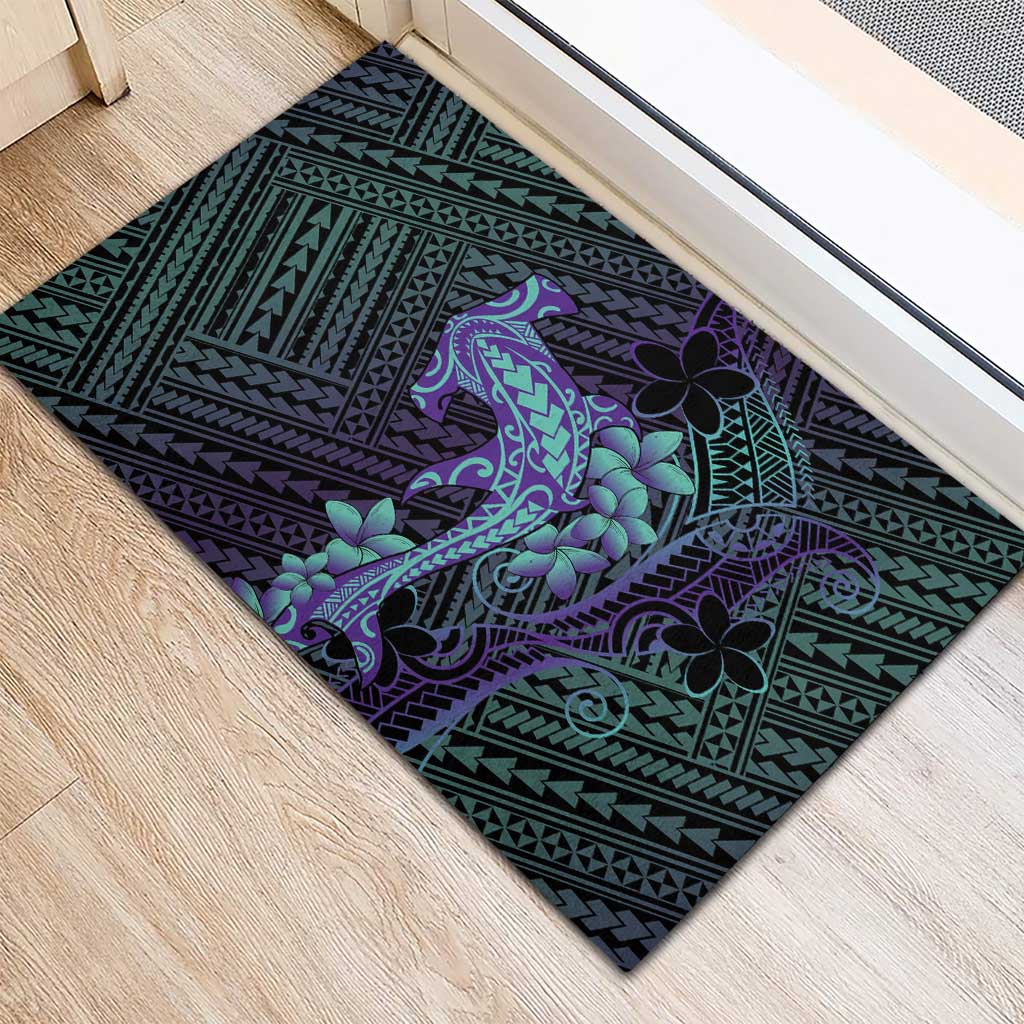 Purple Paradise Hawaii Rubber Doormat Hammerhead Shark Tattoo Curve Polynesian - Polynesian Pride