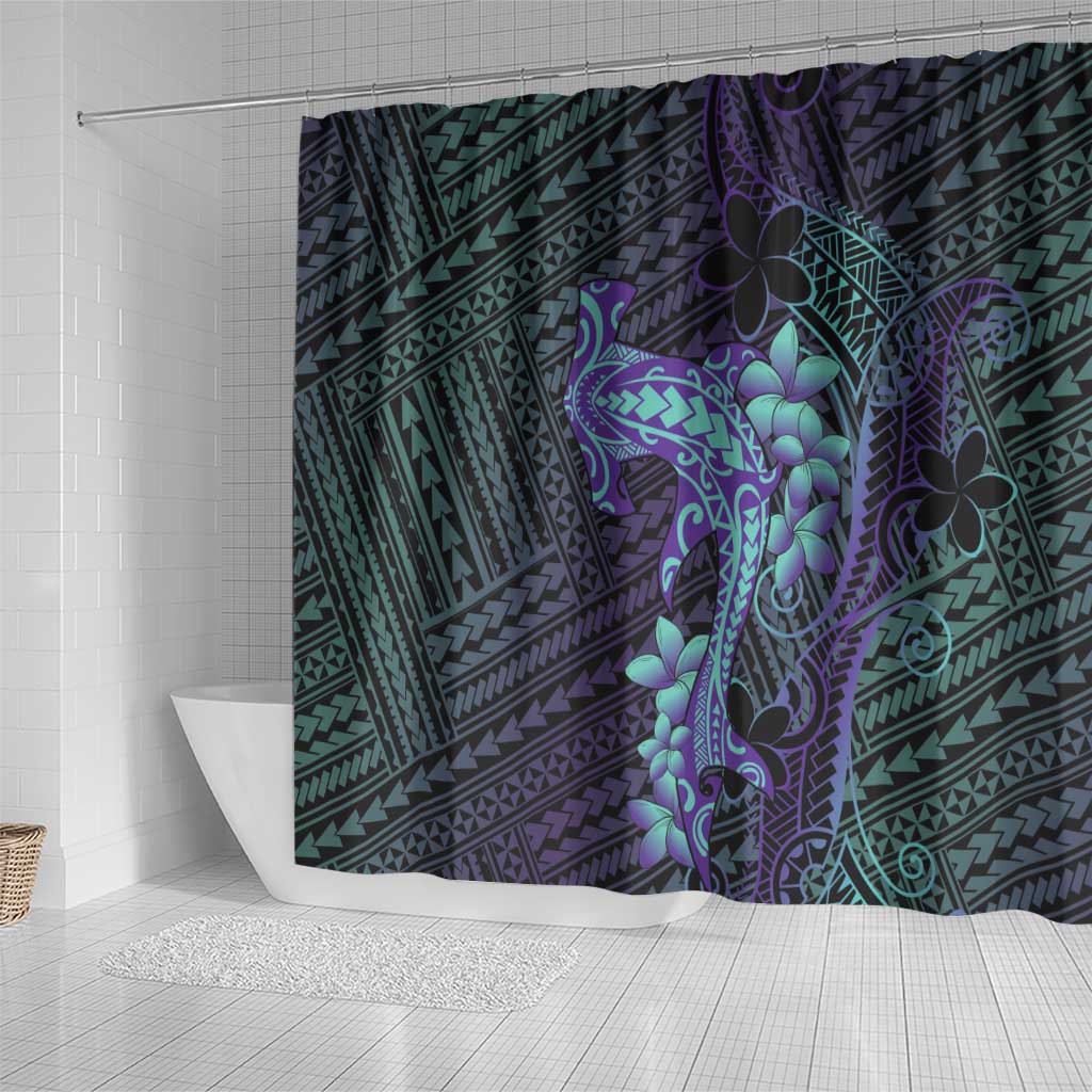 Purple Paradise Hawaii Shower Curtain Hammerhead Shark Tattoo Curve Polynesian - Polynesian Pride