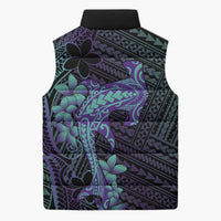 Purple Paradise Hawaii Sleeveless Puffer Jacket Hammerhead Shark Tattoo Curve Polynesian - Polynesian Pride