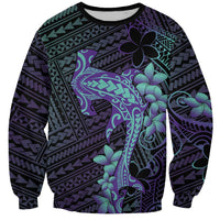 Purple Paradise Hawaii Sweatshirt Hammerhead Shark Tattoo Curve Polynesian - Polynesian Pride