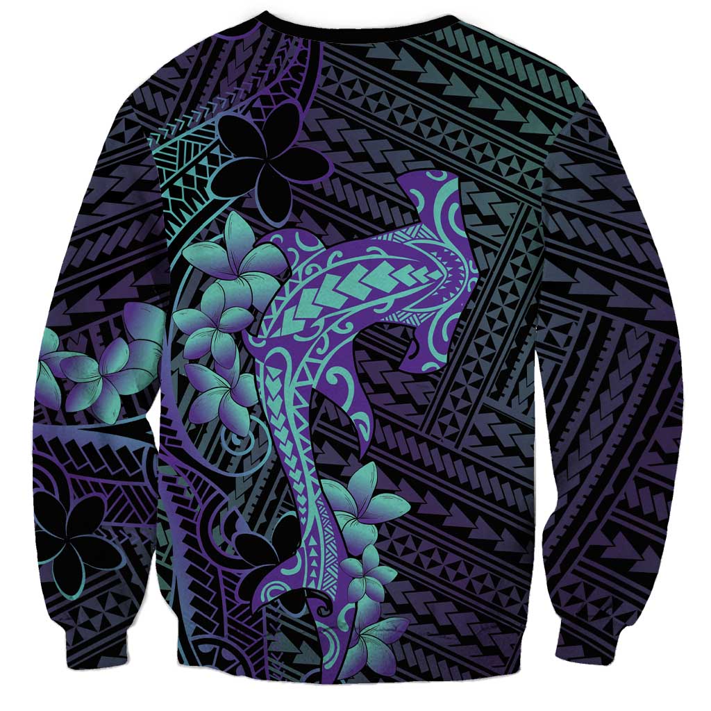 Purple Paradise Hawaii Sweatshirt Hammerhead Shark Tattoo Curve Polynesian - Polynesian Pride