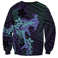 Purple Paradise Hawaii Sweatshirt Hammerhead Shark Tattoo Curve Polynesian - Polynesian Pride