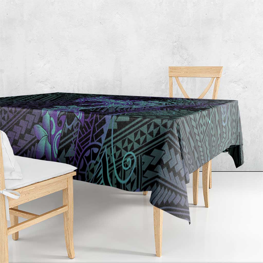 Purple Paradise Hawaii Tablecloth Hammerhead Shark Tattoo Curve Polynesian - Polynesian Pride