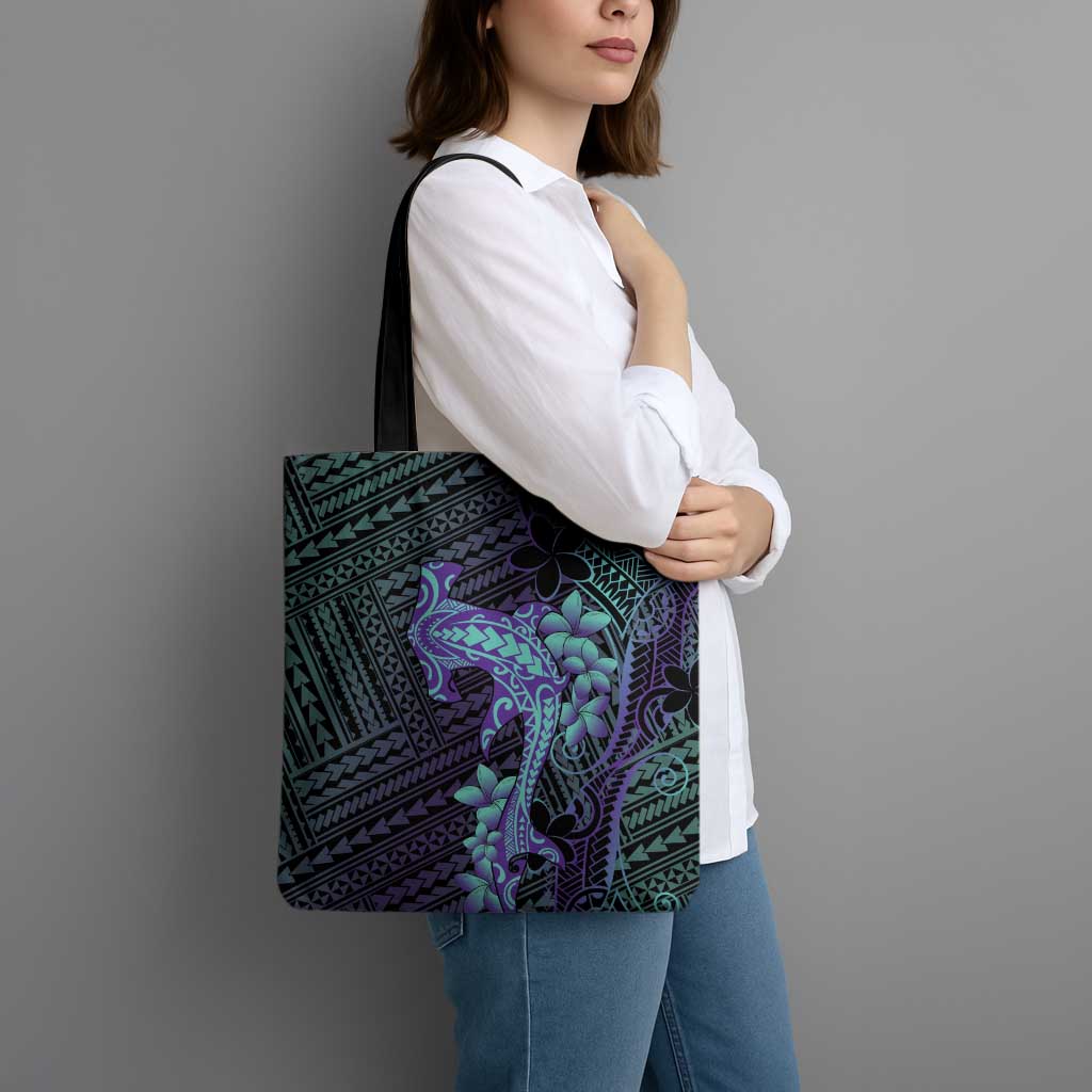 Purple Paradise Hawaii Tote Bag Hammerhead Shark Tattoo Curve Polynesian - Polynesian Pride