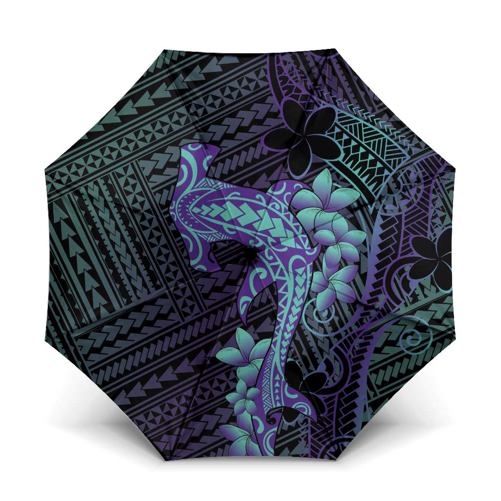 Purple Paradise Hawaii Umbrella Hammerhead Shark Tattoo Curve Polynesian - Polynesian Pride