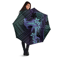 Purple Paradise Hawaii Umbrella Hammerhead Shark Tattoo Curve Polynesian - Polynesian Pride