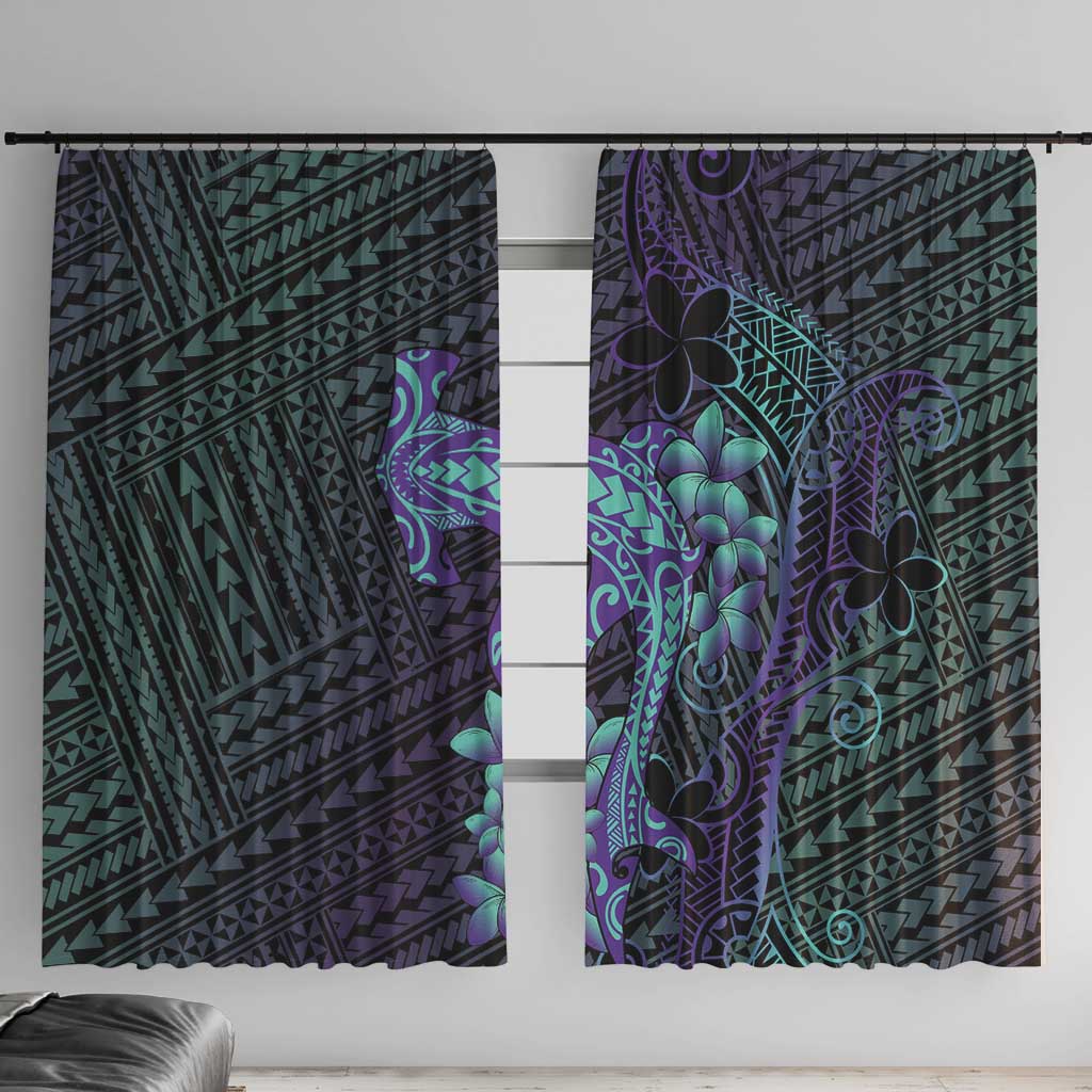 Purple Paradise Hawaii Window Curtain Hammerhead Shark Tattoo Curve Polynesian - Polynesian Pride