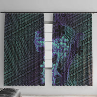 Purple Paradise Hawaii Window Curtain Hammerhead Shark Tattoo Curve Polynesian - Polynesian Pride