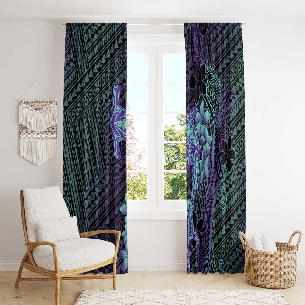 Purple Paradise Hawaii Window Curtain Hammerhead Shark Tattoo Curve Polynesian - Polynesian Pride
