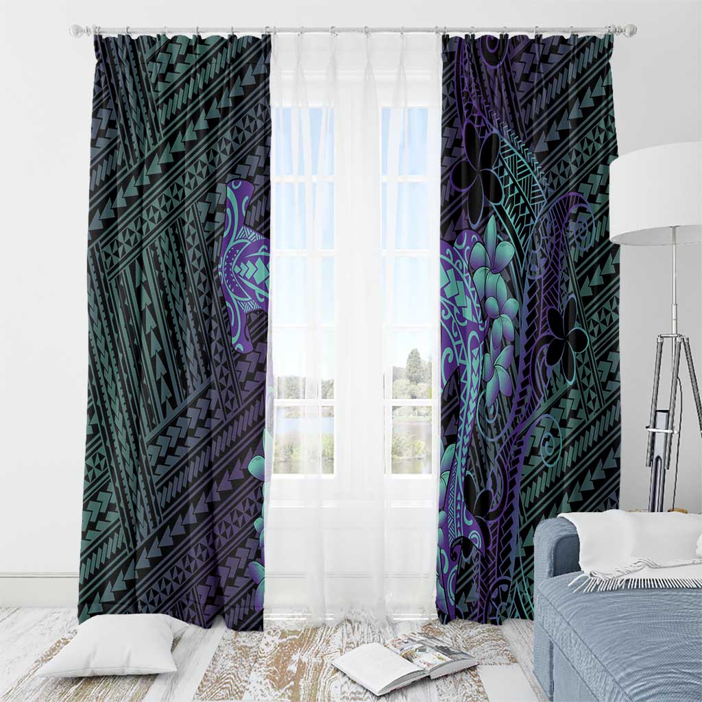 Purple Paradise Hawaii Window Curtain Hammerhead Shark Tattoo Curve Polynesian - Polynesian Pride