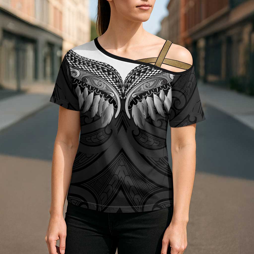 Poutama Korowai New Zealand Cross Shoulder Shirt Aotearoa Maori Tattoo - Polynesian Pride