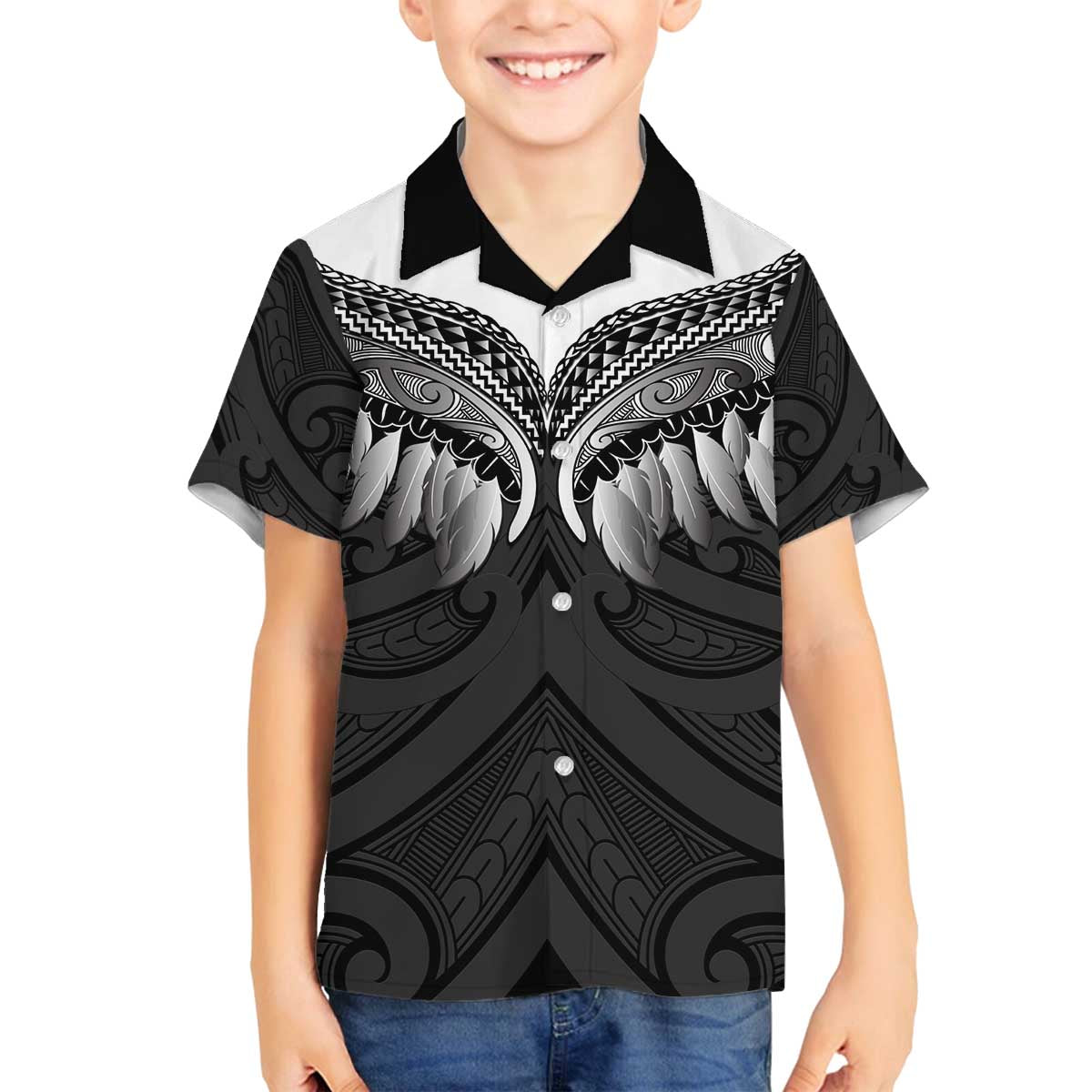 Poutama Korowai New Zealand Family Matching Off The Shoulder Long Sleeve Dress and Hawaiian Shirt Aotearoa Maori Tattoo - Polynesian Pride