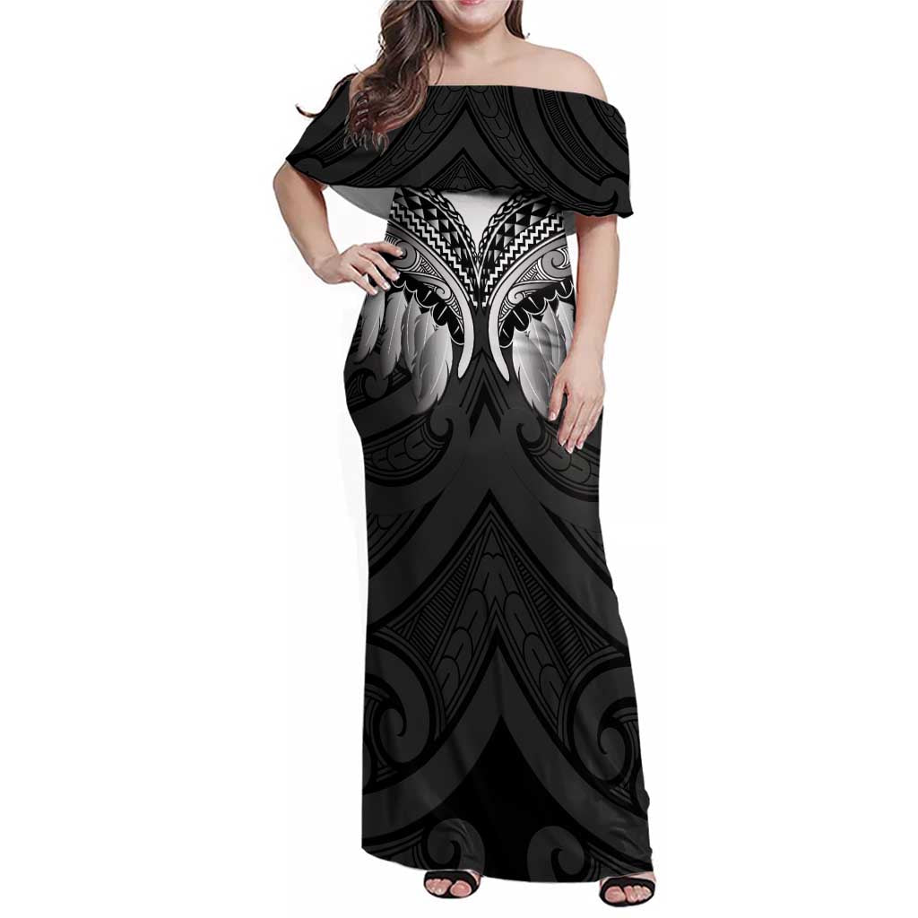 Poutama Korowai New Zealand Family Matching Off Shoulder Maxi Dress and Hawaiian Shirt Aotearoa Maori Tattoo - Polynesian Pride