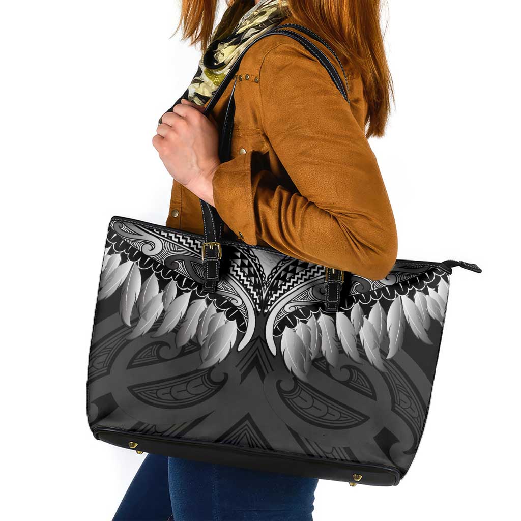 Poutama Korowai New Zealand Leather Tote Bag Aotearoa Maori Tattoo - Polynesian Pride