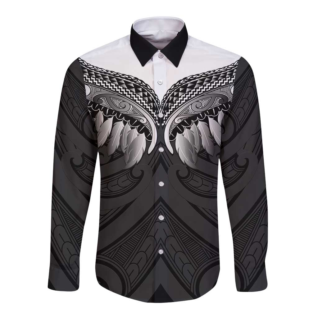 Poutama Korowai New Zealand Long Sleeve Button Shirt Aotearoa Maori Tattoo - Polynesian Pride