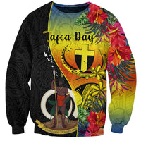 Vanuatu Tafea Day Sweatshirt Coat Of Arms Mix Tropical Flowers LT14 Unisex Black - Polynesian Pride