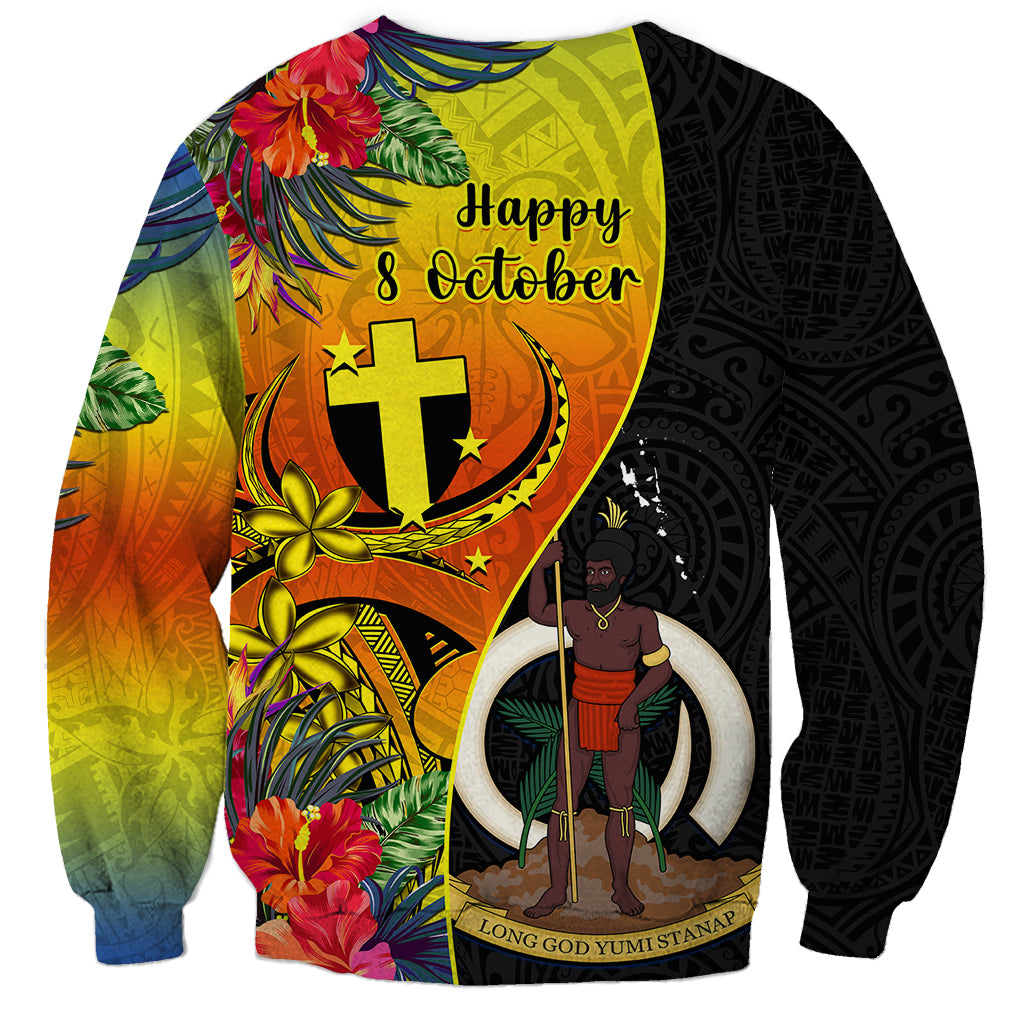 Vanuatu Tafea Day Sweatshirt Coat Of Arms Mix Tropical Flowers LT14 - Polynesian Pride
