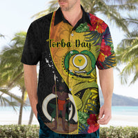 personalised-vanuatu-torba-day-hawaiian-shirt-coat-of-arms-mix-tropical-flowers