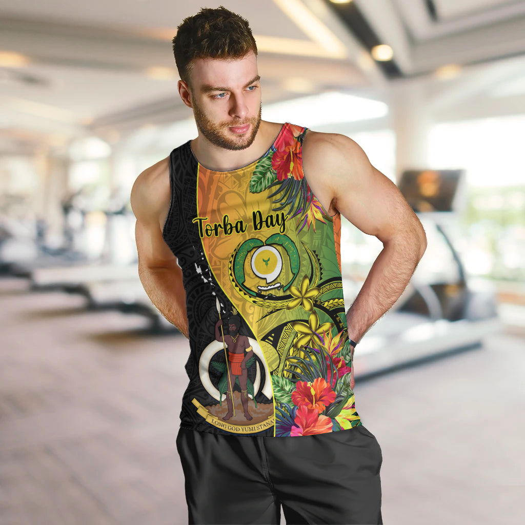 personalised-vanuatu-torba-day-men-tank-top-coat-of-arms-mix-tropical-flowers