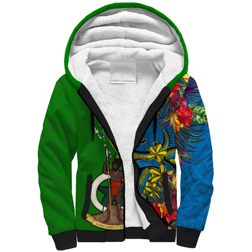 vanuatu-malampa-day-sherpa-hoodie-coat-of-arms-mix-tropical-flowers