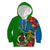 Personalised Vanuatu Malampa Day Kid Hoodie Coat Of Arms Mix Tropical Flowers LT14 Hoodie Green - Polynesian Pride