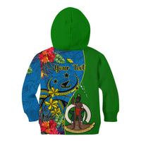 Personalised Vanuatu Malampa Day Kid Hoodie Coat Of Arms Mix Tropical Flowers LT14 - Polynesian Pride