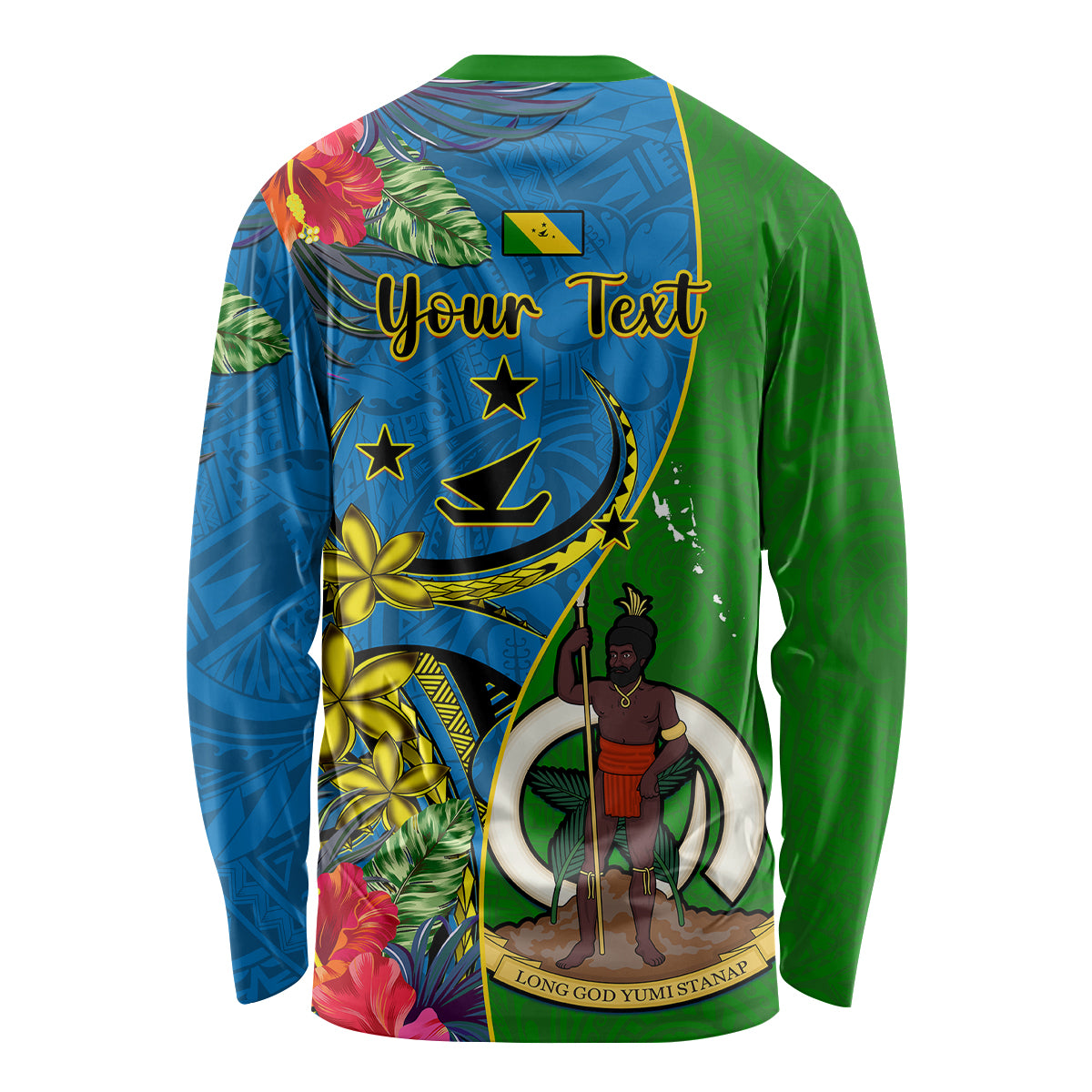 personalised-vanuatu-malampa-day-long-sleeve-shirt-coat-of-arms-mix-tropical-flowers